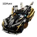 1224pcs Black And Gold PD006 High Difficulty DIY Splicing With Interspersed Block Cars For Boy Birthday And Children's Day Gift