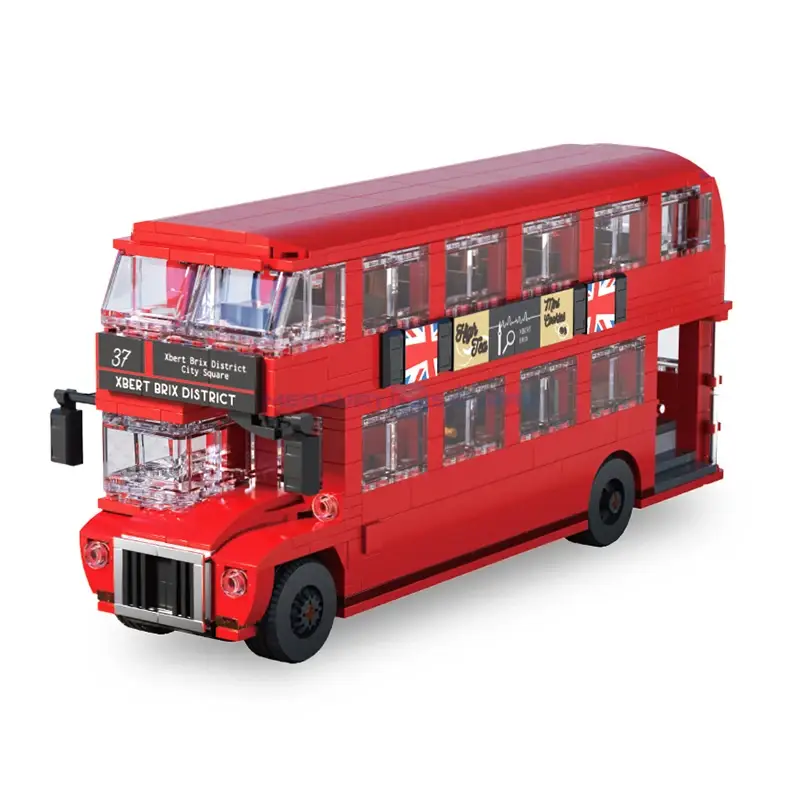 kf-S28bf7dd1f4b54fdc918ac3fd568d04b56 Retro Double Decker Bus MOC 66037 Red Car Building Blocks City Transportation Vehicle Bricks Model Ideas Toy Gift Kids Aldults - Image 1