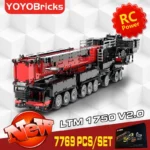 7769Pcs V2 1:20 2.4G 12-Motor 9-Bridge MOC LTM1750-9.1 Mobile All-road RC Crane Model DIY Small Particle Building Block Kit