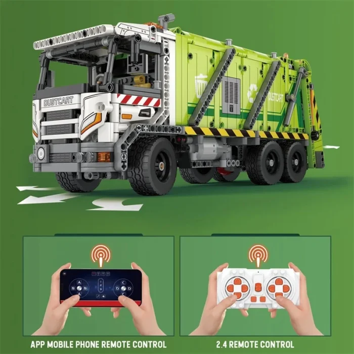 1468PCS Remote Control Compressed Garbage Truck Building Blocks City Sanitation Technical RC Car Model Bricks Kids Toys Gifts - Image 4