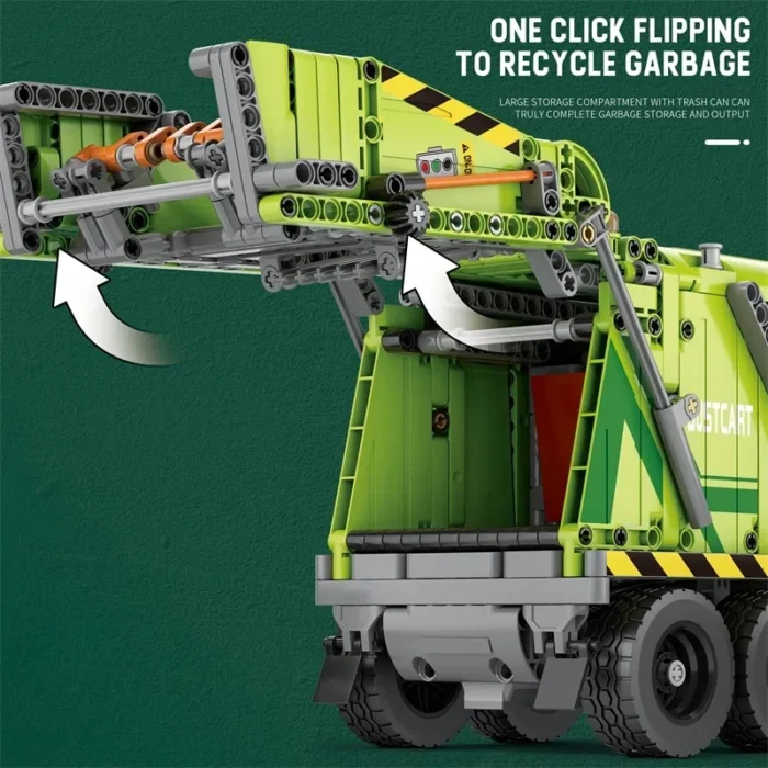 1468PCS Remote Control Compressed Garbage Truck Building Blocks City Sanitation Technical RC Car Model Bricks Kids Toys Gifts - Image 3