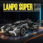 RC Tech Racer 1:14DIY Roadster building block assembly Block car toy birthday gift Black V12 Block Roadster Black V12 Block Road