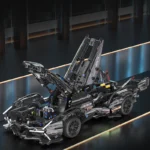 RC Tech Racer 1:14DIY Roadster building block assembly Block car toy birthday gift Black V12 Block Roadster Black V12 Block Road - Image 2