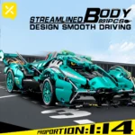 Blue V12 Block Roadster RC Tech Racing 1:14 DIY Roadster Building Block Assembly Block Car Toy For Children Halloween Gifts - Image 4