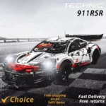 Technical 1580PCS Electric Remote Control with Lights Car 911Rsr Compatible with 42096 Building Blocks DIY Kid Toy Birthday Gift