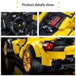 1785PCS Yellow Racing Car Model Building Blocks MOC Supercar Bricks Toys Collection Ornament Boys Adult Christmas Birthday Gifts - Image 2